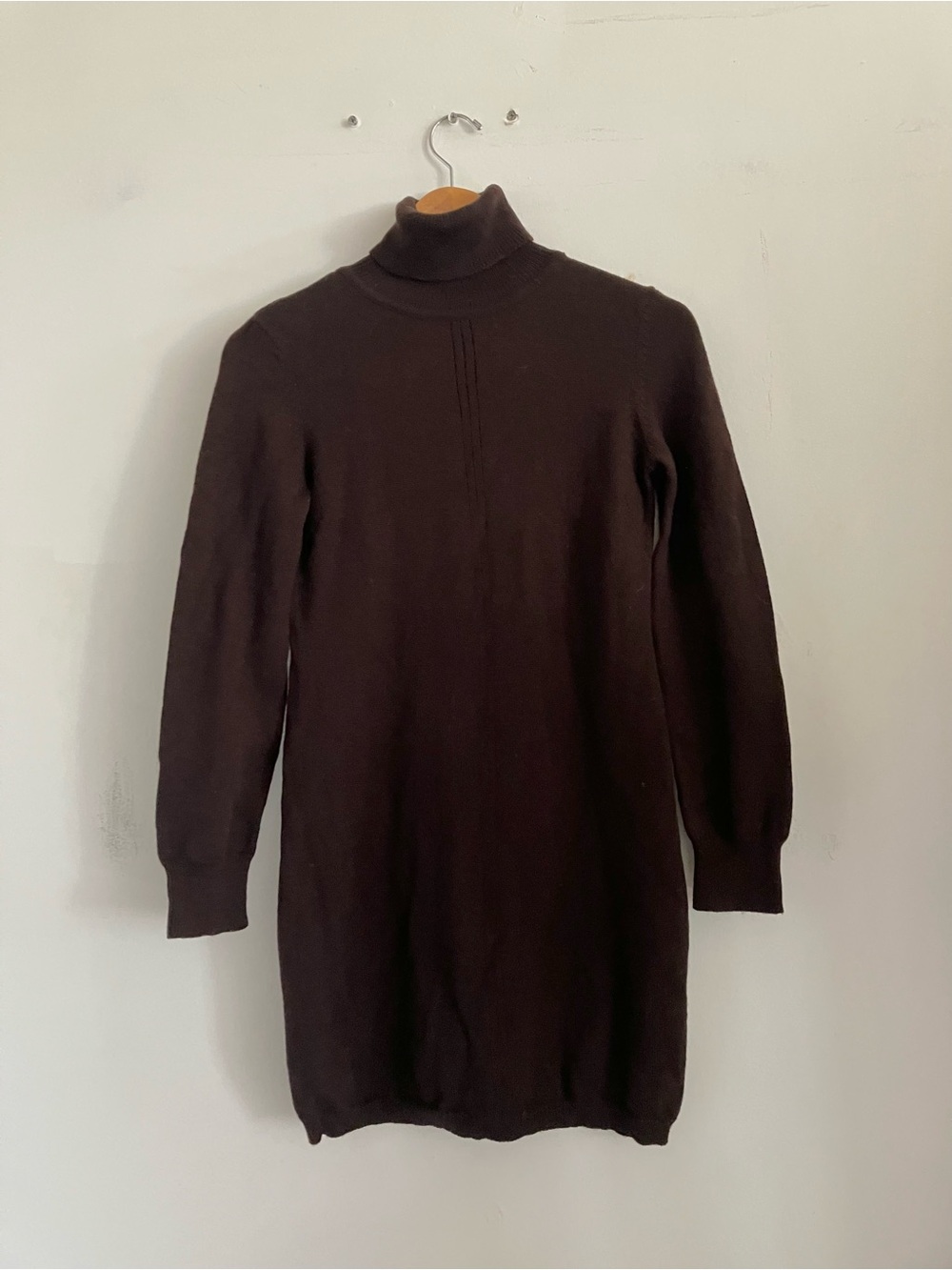 DKNY VINTAGE Chocolate Brown Turtleneck Long-Sleeve Sweater Dress